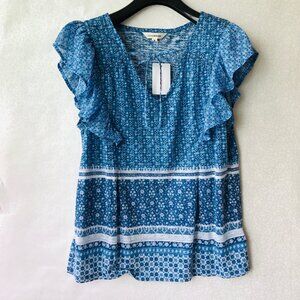 Lucky brand women  Short Sleeve top Flower  60% Cotton 40% Modal  Size: M